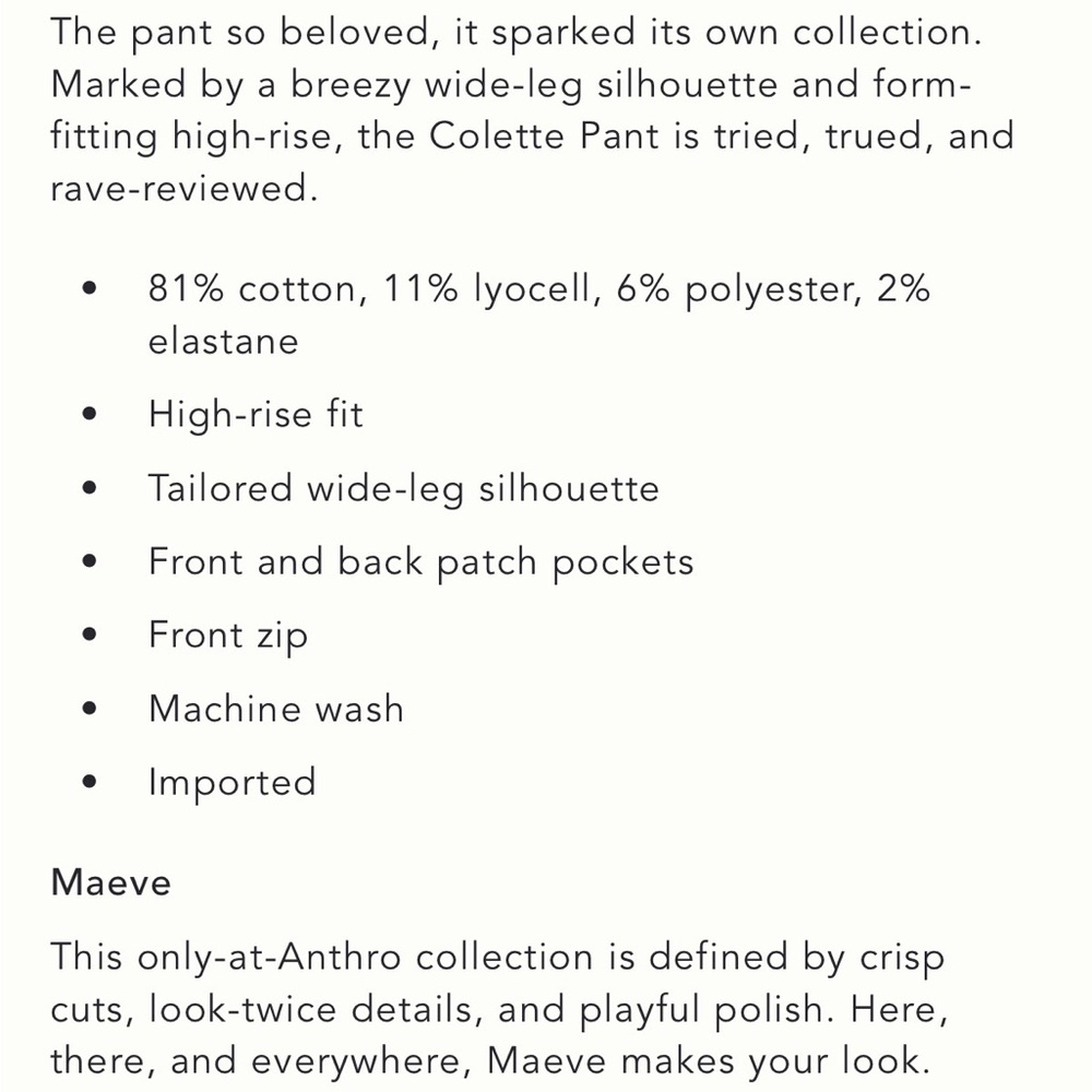 Anthropologie Collette Full Length Wide Leg Jeans by Maeve - Picture 6 of 7